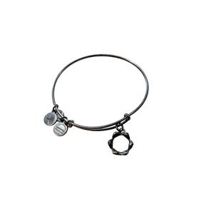 Alex and Ani Crown Charm Bangle Bracelet Silver Tone Expandable